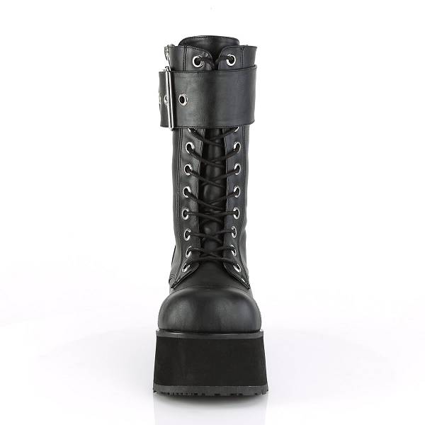 Demonia Men's Petrol-150 Platform Mid Calf Boots - Black Vegan Leather D8327-40US Clearance